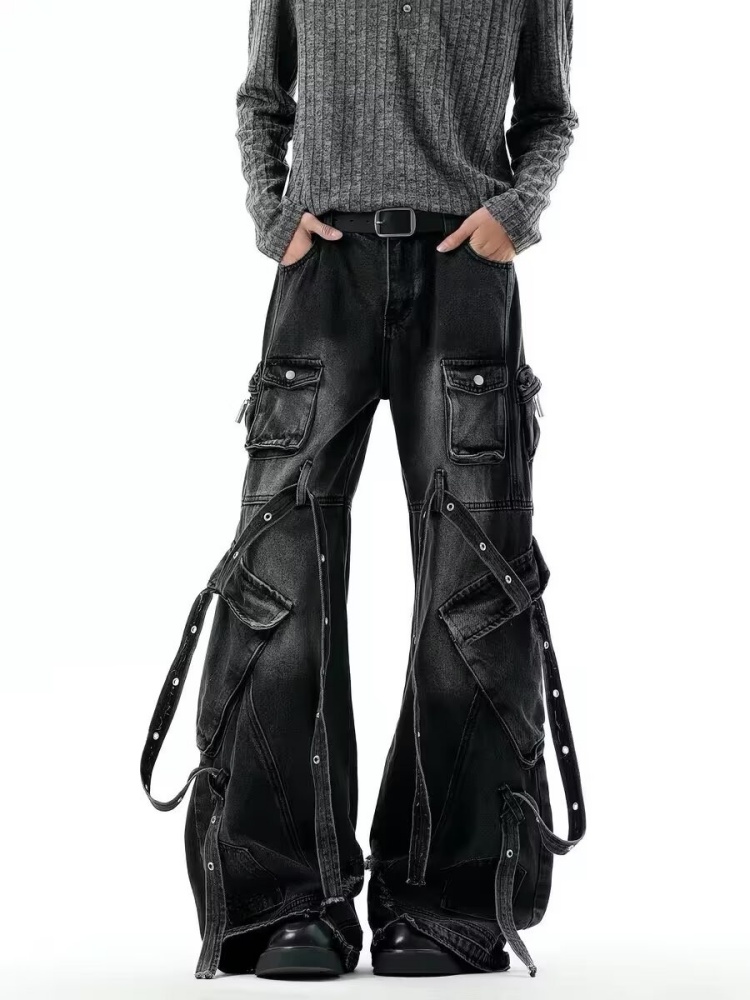 Luxury Bags Denim - Celana Jeans Cargo Baggy Hitam Multi