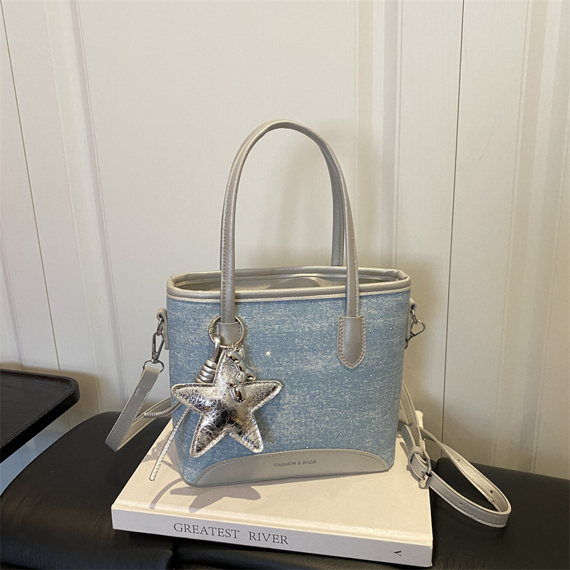 Luxury Bags Denim - Tas Selempang Denim Kapasitas Besar, Tas