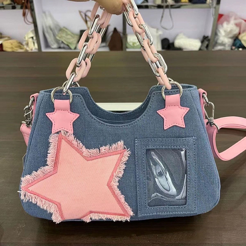 Luxury Bags Denim - Tas Selempang Wanita Denim, Tas Belanja