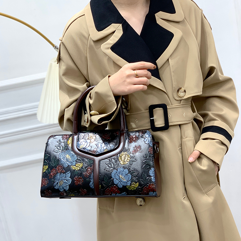 Tas Boston Vintage Bermotif Bu - Luxury Bags Vegan Leather ulasan dan harga