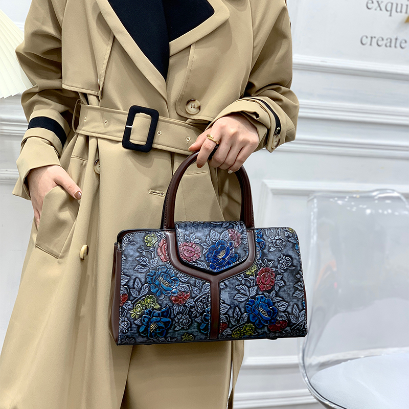 Tas Boston Vintage Bermotif Bu - Luxury Bags Vegan Leather ulasan dan harga