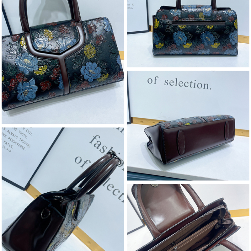 Tas Boston Vintage Bermotif Bu - Luxury Bags Vegan Leather ulasan dan harga
