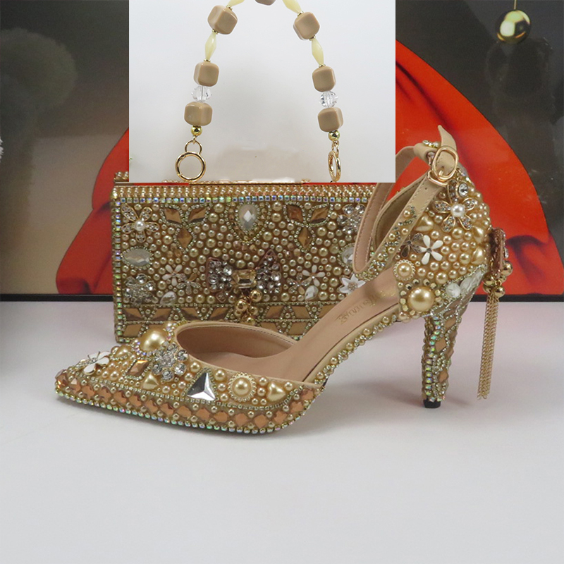 Sepatu Pernikahan Kristal Emas - Luxury Bags And Shoes ulasan dan harga