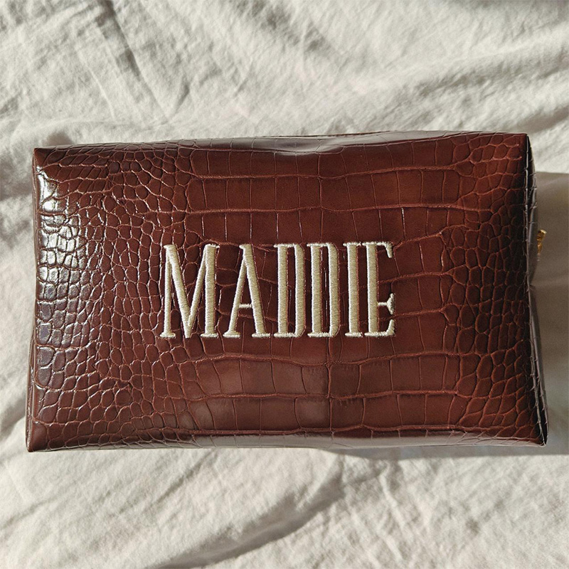 Tas Makeup Bordir Motif Buaya, - Luxury Bags Vegan Leather ulasan dan harga
